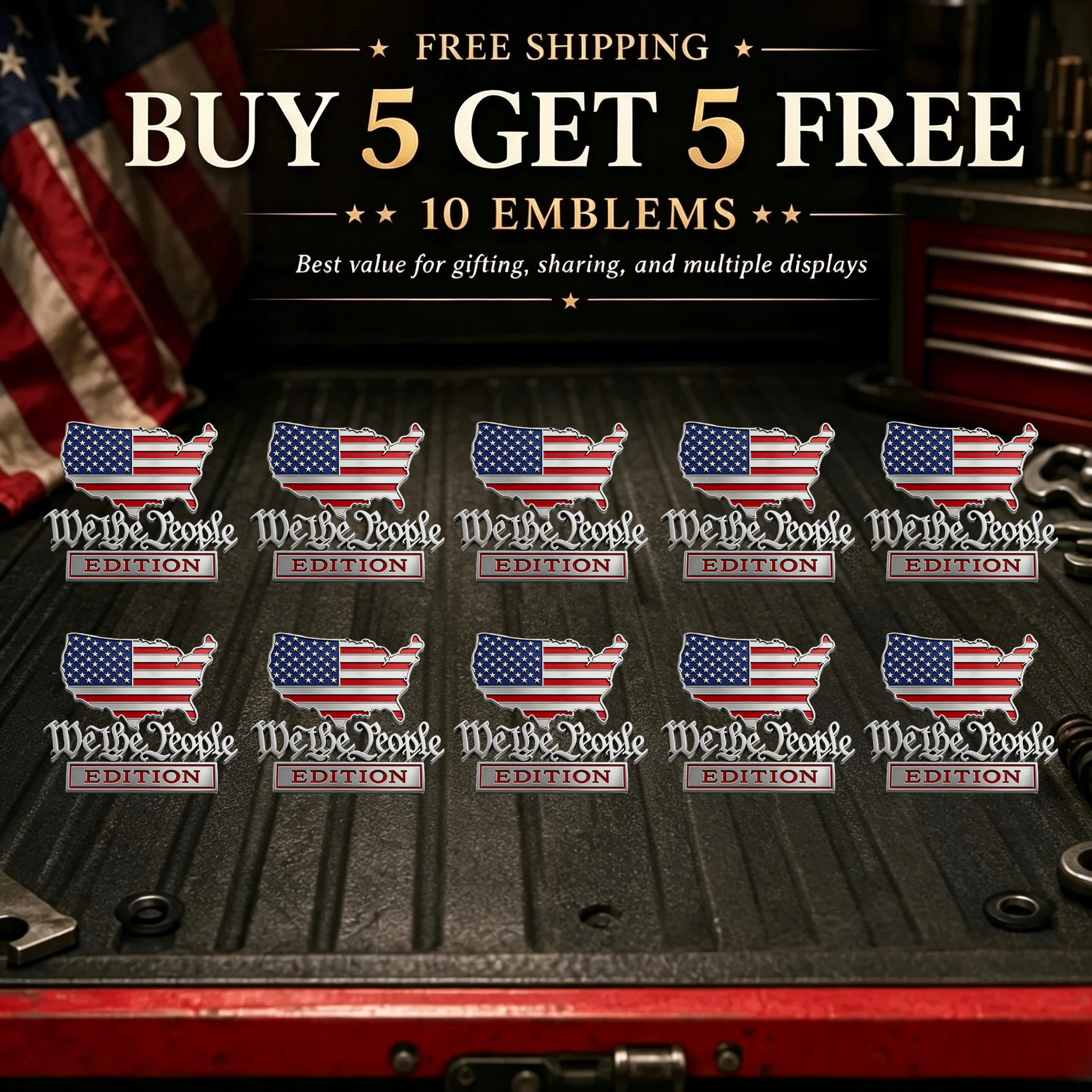 250th Anniversary 50% OFF - ★USA Faith, Family & Freedom★ Metal Emblem