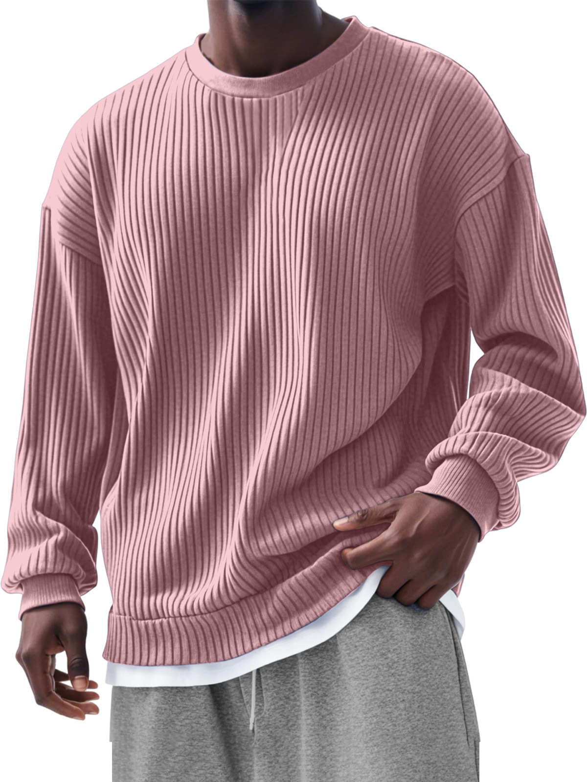 Men's casual loose long-sleeved crew neck sweatshirt