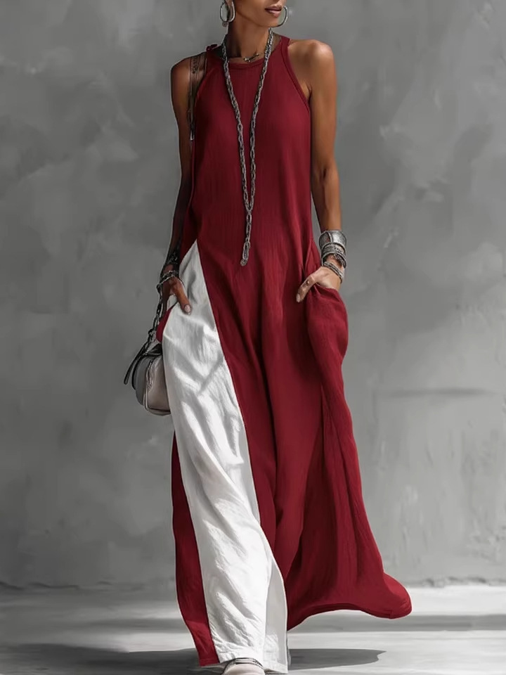 Two-Tone Sleeveless Maxi Dress