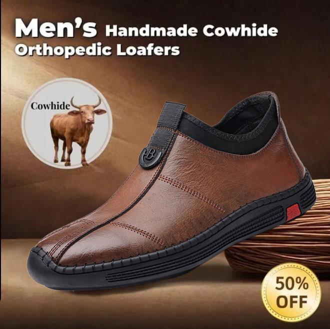 ⏰ 50% OFF - Men's Genuine Leather Non-Slip Orthopedic Shoes, Soft-Soled Casual Shoes
