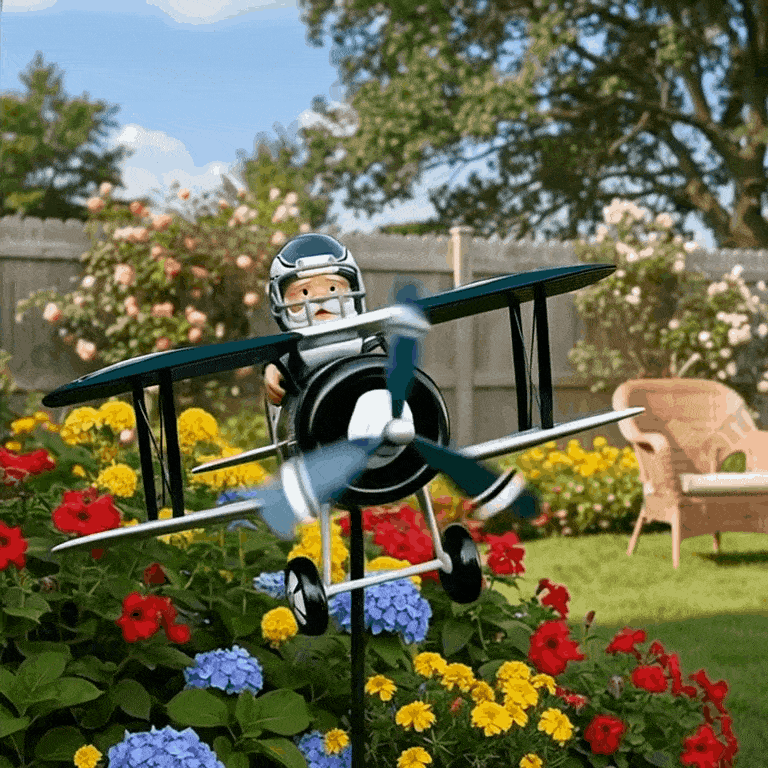 🧝‍♂️✈️ NFL Team Gnome Airplane Wind Spinner Stake – Fan Decor 🏈✨