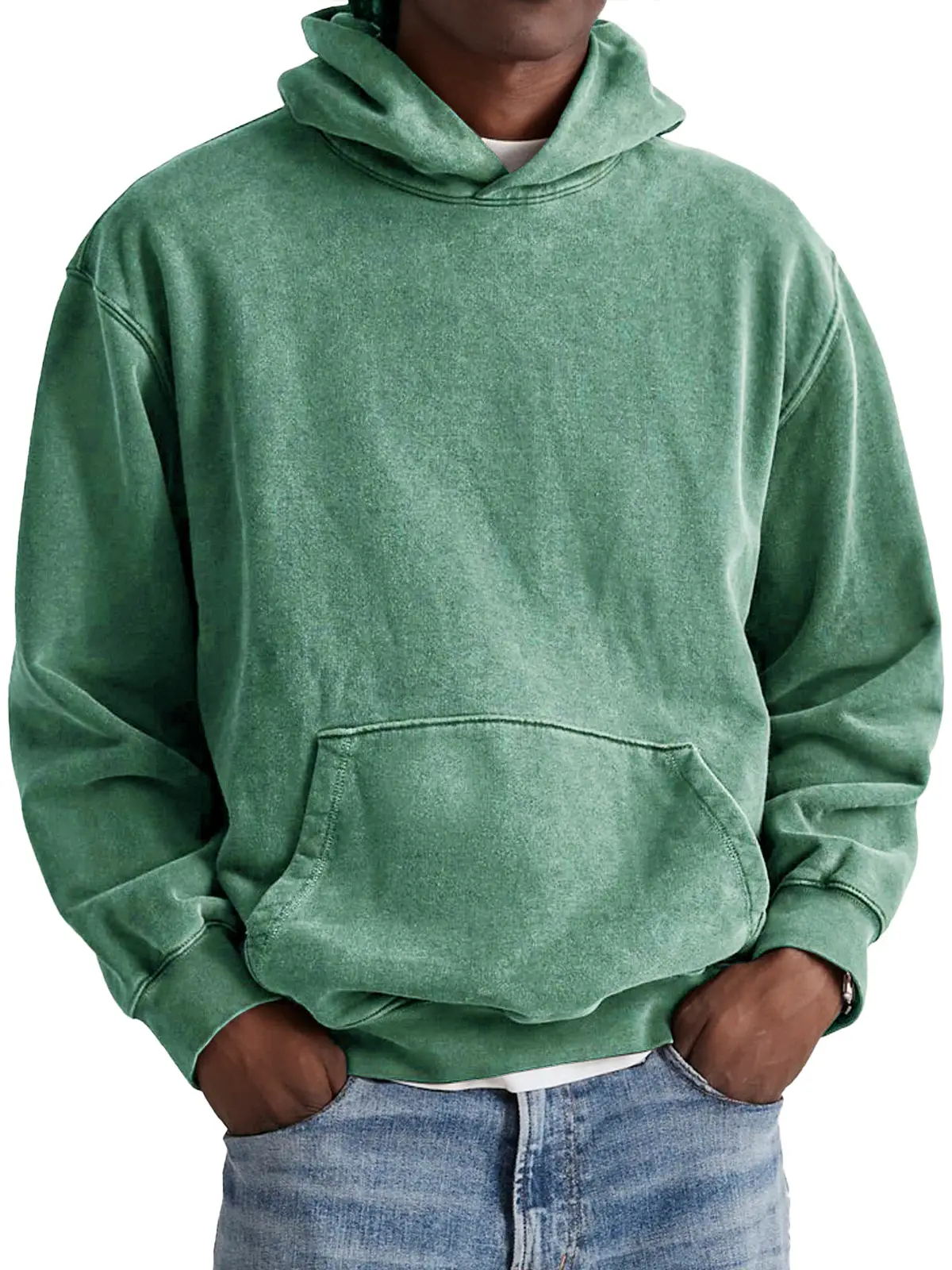 🔥Today 70% off🔥 Men's Retro 100% Cotton Hooded Distressed Washed Solid Color Sweatshirt