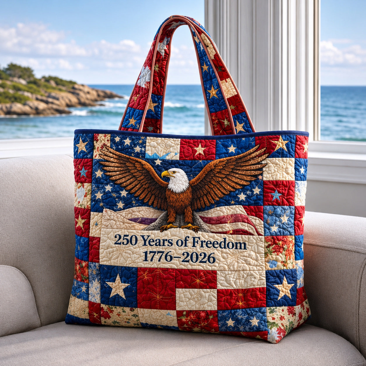 Patriotic Patchwork Tote Bag