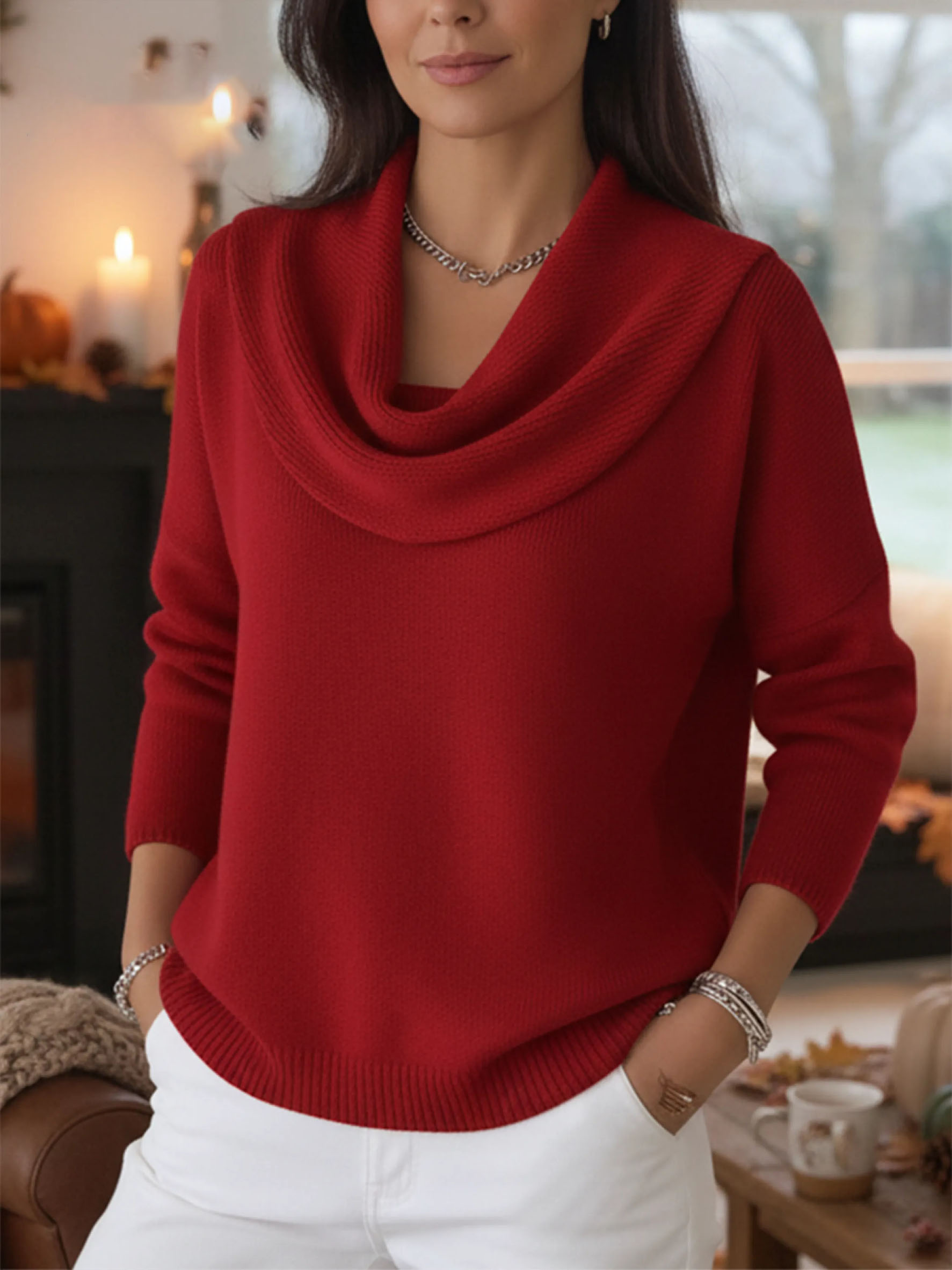 🔥Today 70% off🔥 Women's Soft and Elegant Solid Color Ruffled Collar Sweater Top