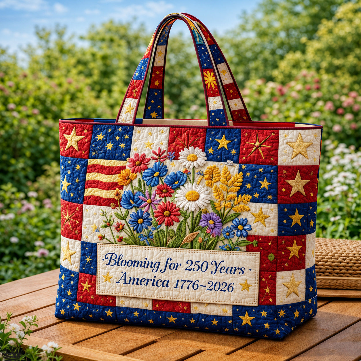 Patriotic Patchwork Tote Bag