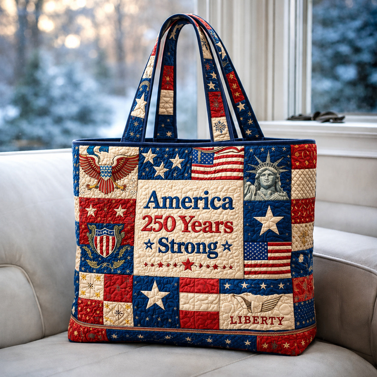 Patriotic Patchwork Tote Bag