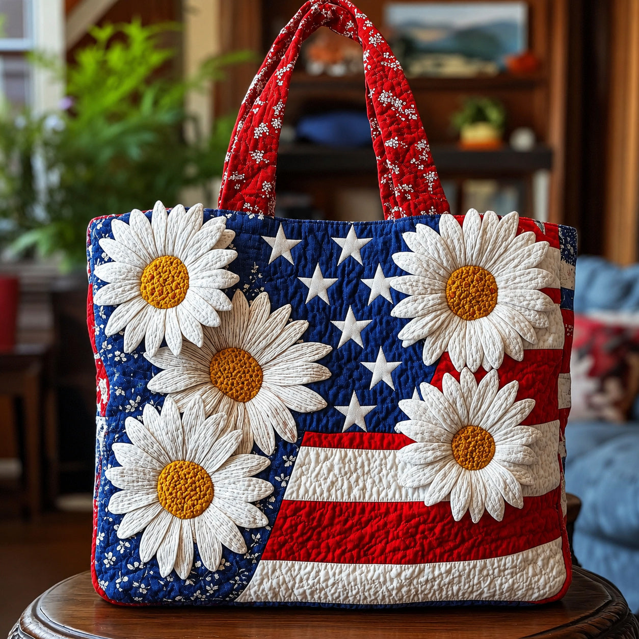 Patriotic Patchwork Tote Bag