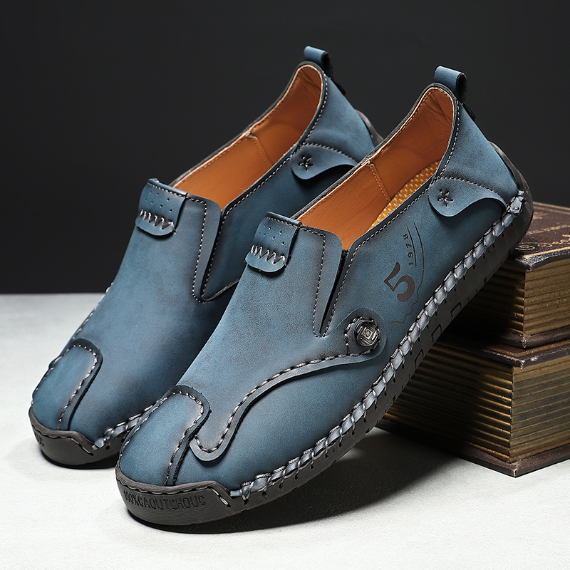 Men’s Leather Slip-On Loafers – Comfortable, Breathable & Supportive Driving Shoes with Grippy Sole for Daily Wear