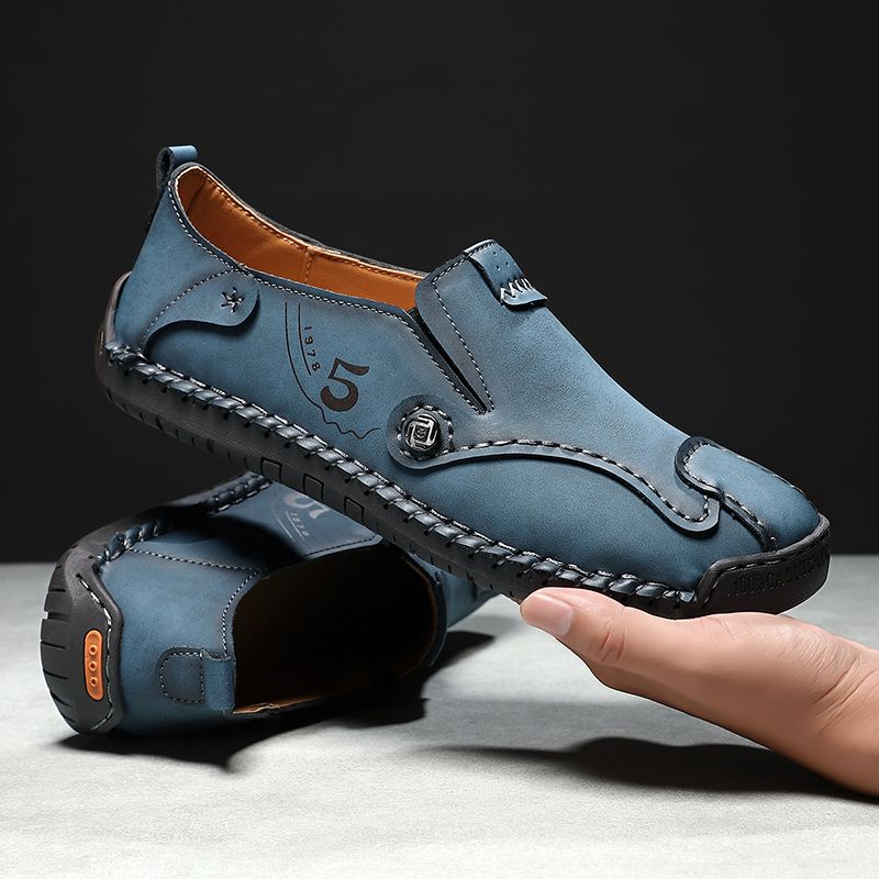 Men’s Leather Slip-On Loafers – Comfortable, Breathable & Supportive Driving Shoes with Grippy Sole for Daily Wear