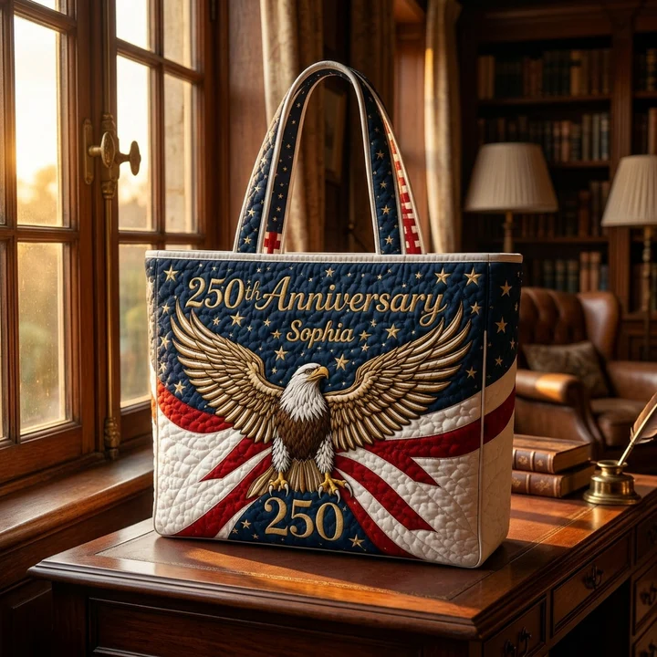 Patriotic Patchwork Quilted Tote Bag