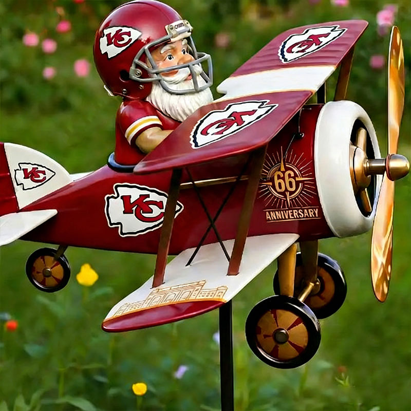 🧝‍♂️✈️ NFL Team Gnome Airplane Wind Spinner Stake – Fan Decor 🏈✨