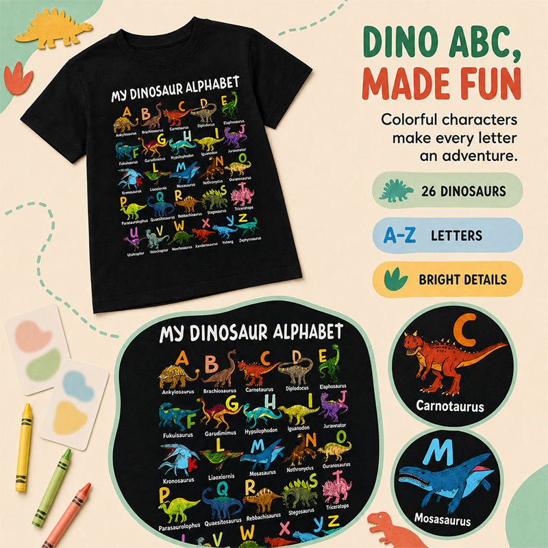 New Arrival 50 off%: Half-Price Offer Children's T-shirt with Dinosaur and Letter Prints