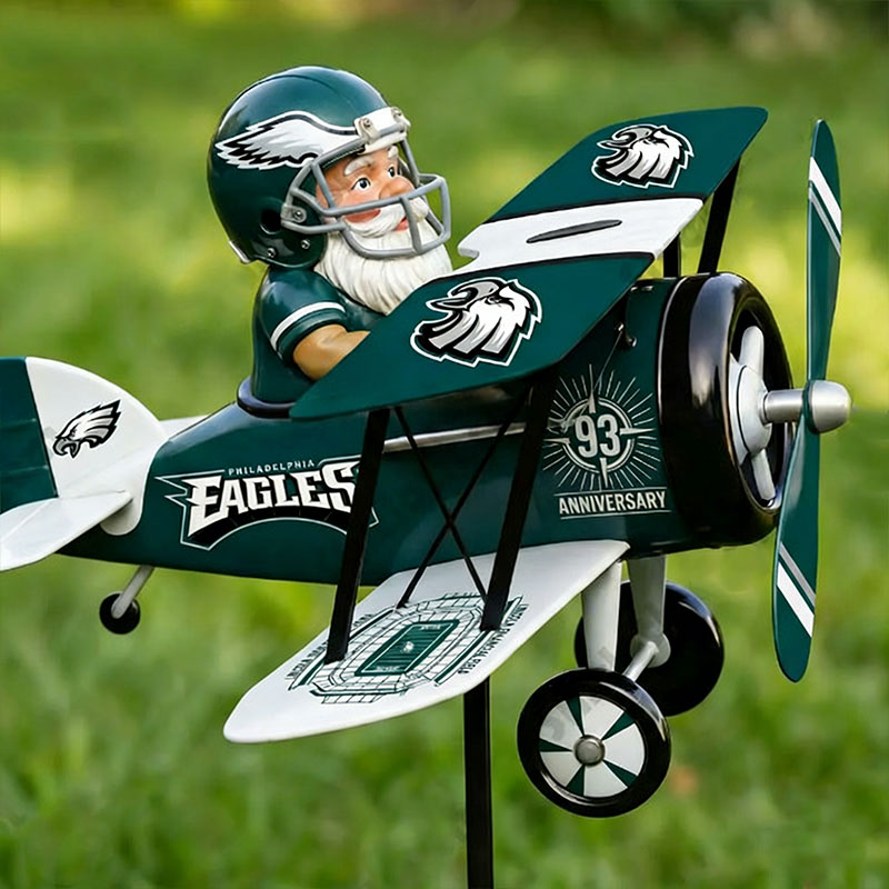 🧝‍♂️✈️ NFL Team Gnome Airplane Wind Spinner Stake – Fan Decor 🏈✨
