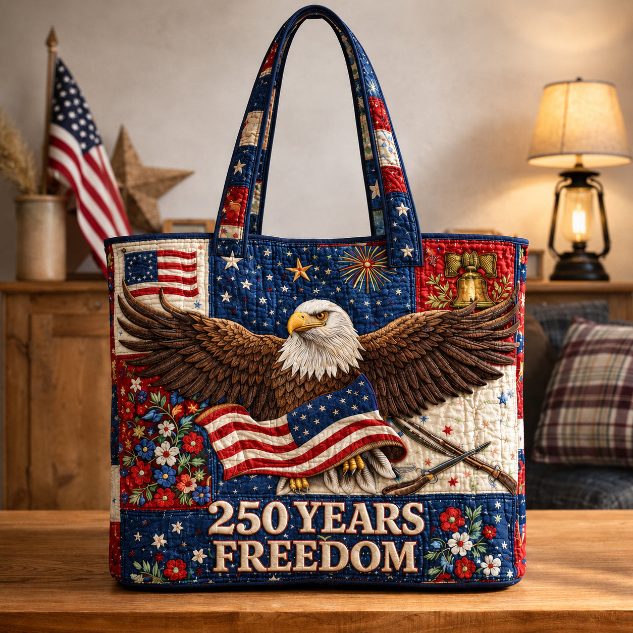 Patriotic Patchwork Tote Bag