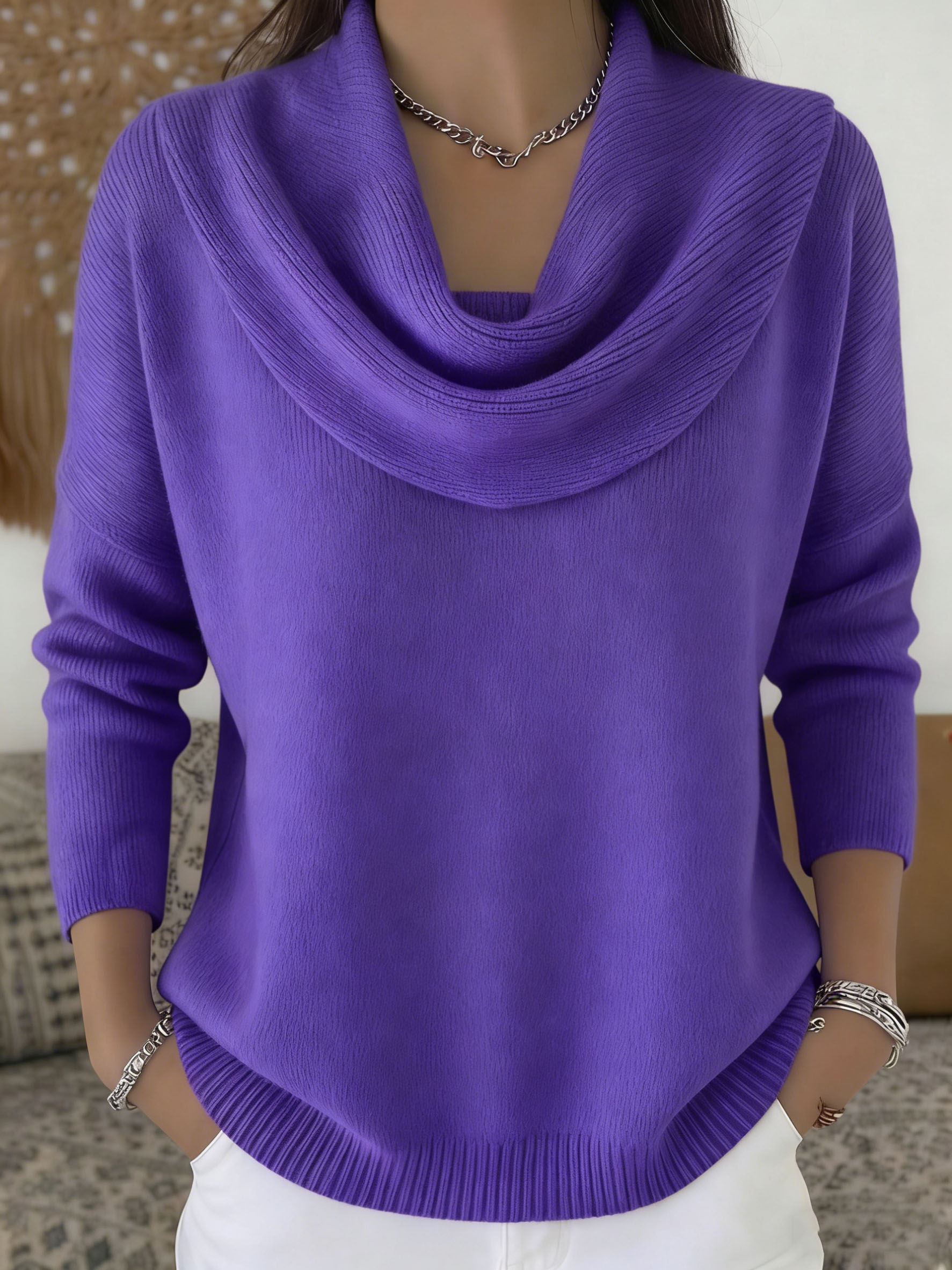 🔥Today 70% off🔥 Women's Soft and Elegant Solid Color Ruffled Collar Sweater Top