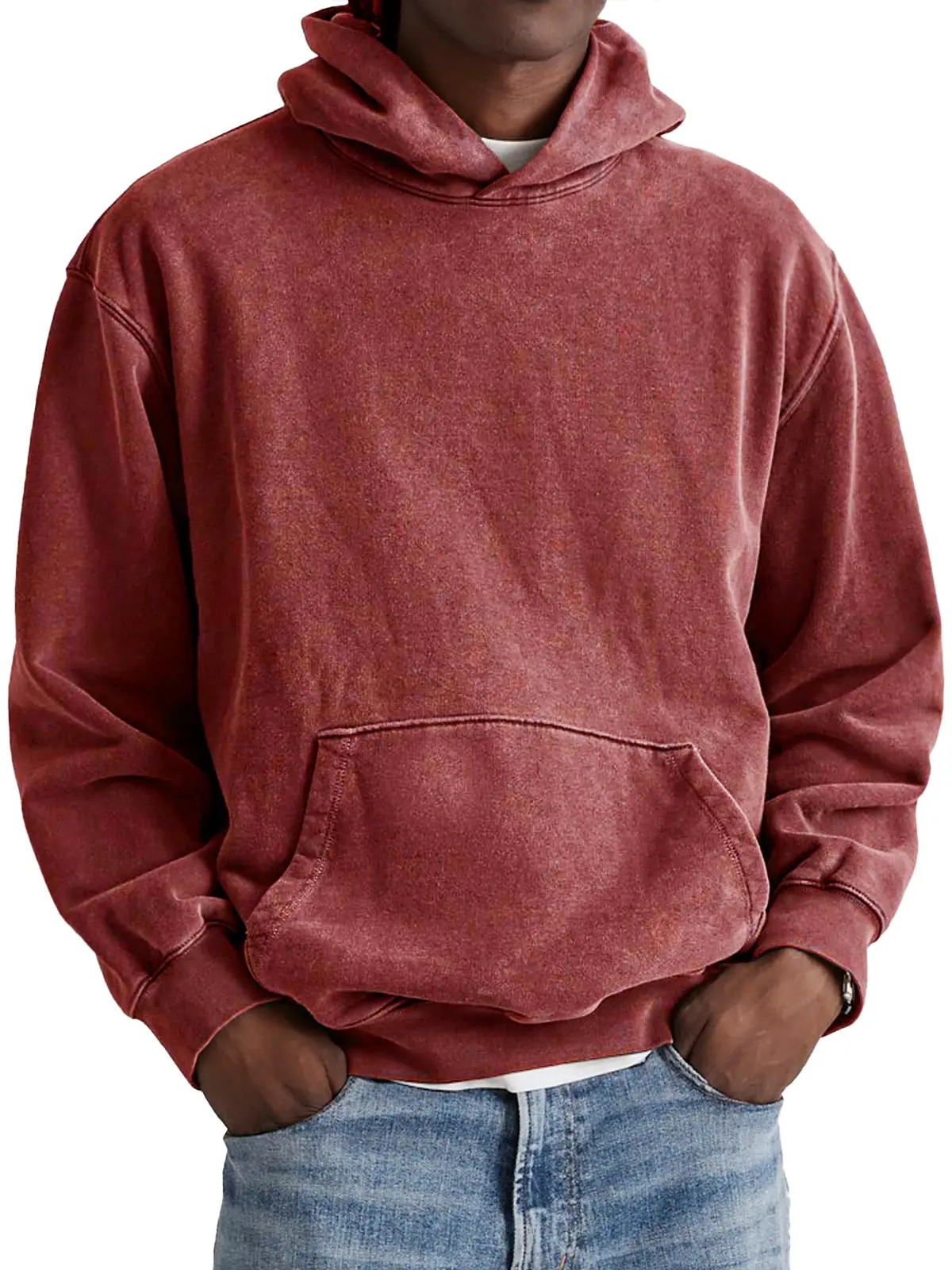 🔥Today 70% off🔥 Men's Retro 100% Cotton Hooded Distressed Washed Solid Color Sweatshirt