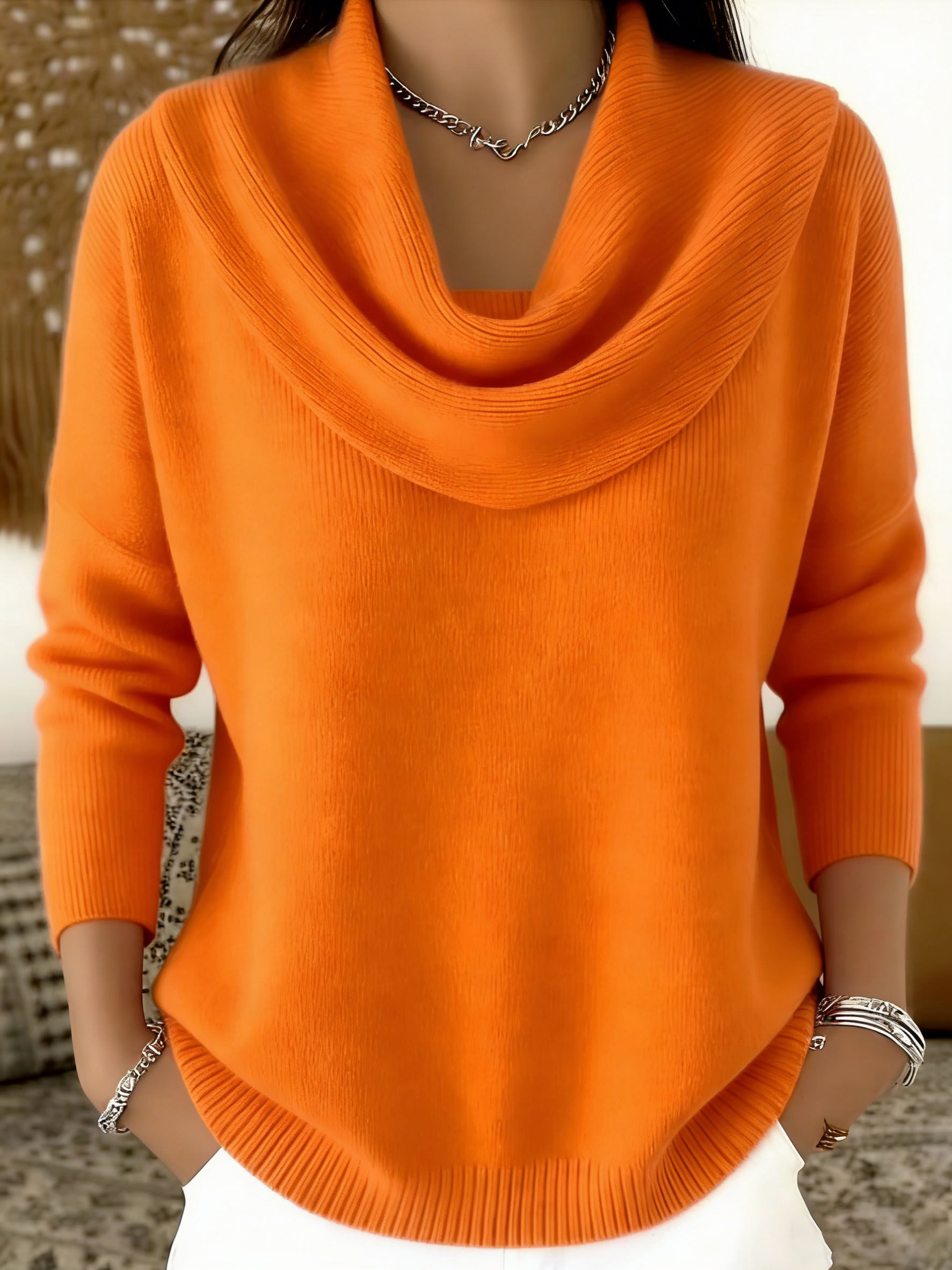 🔥Today 70% off🔥 Women's Soft and Elegant Solid Color Ruffled Collar Sweater Top