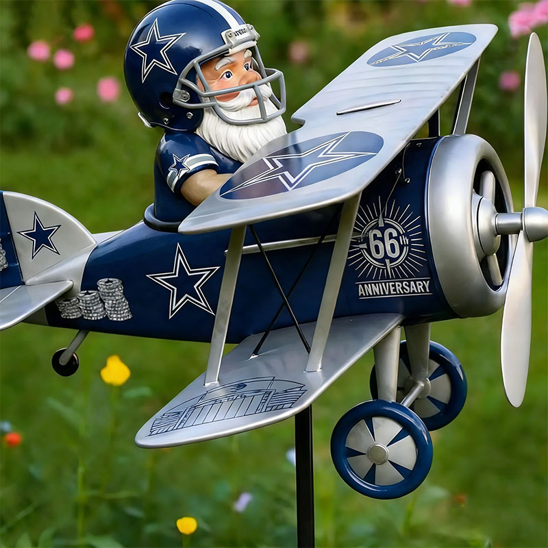 🧝‍♂️✈️ NFL Team Gnome Airplane Wind Spinner Stake – Fan Decor 🏈✨