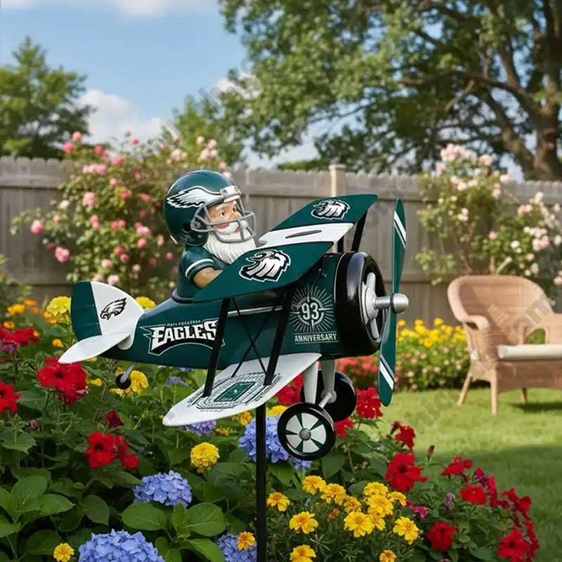 🧝‍♂️✈️ NFL Team Gnome Airplane Wind Spinner Stake – Fan Decor 🏈✨