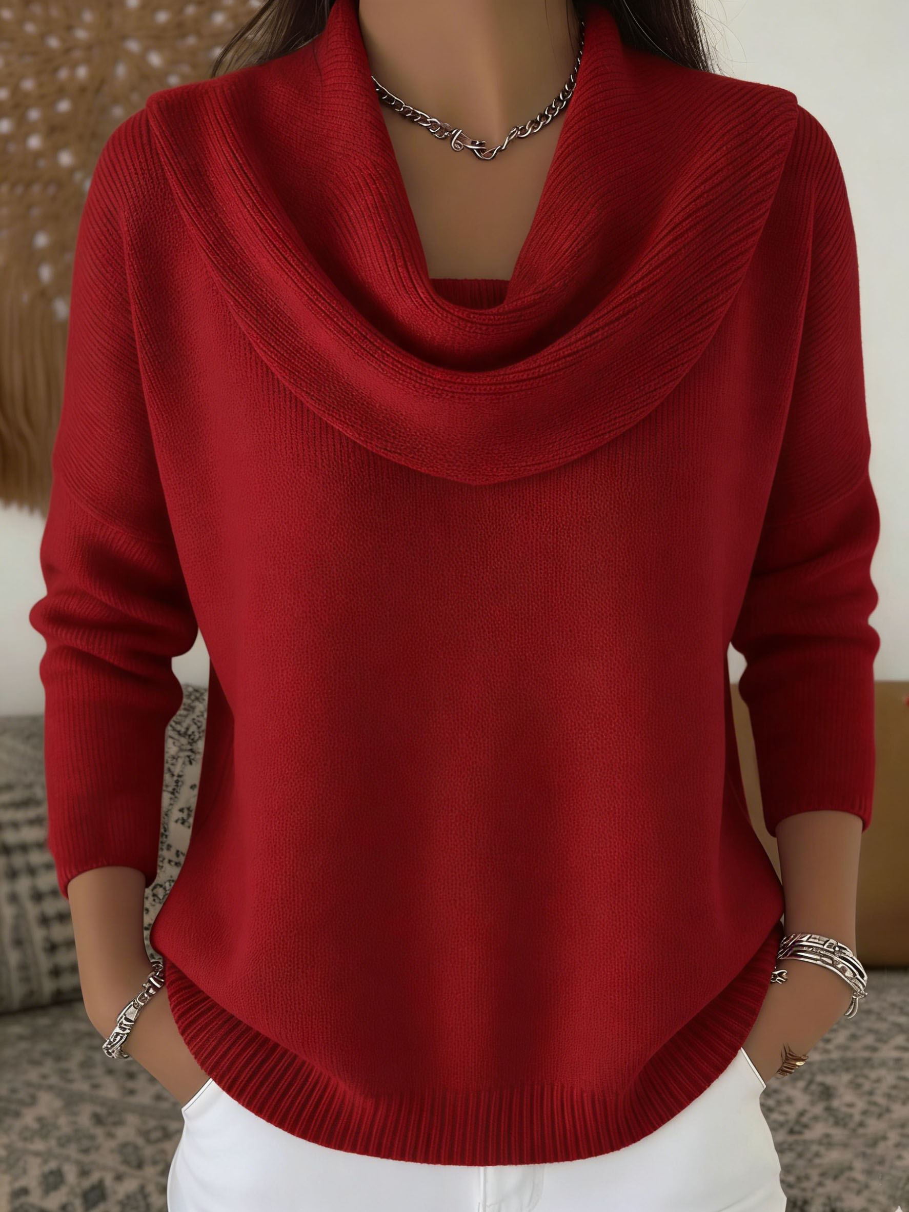 🔥Today 70% off🔥 Women's Soft and Elegant Solid Color Ruffled Collar Sweater Top