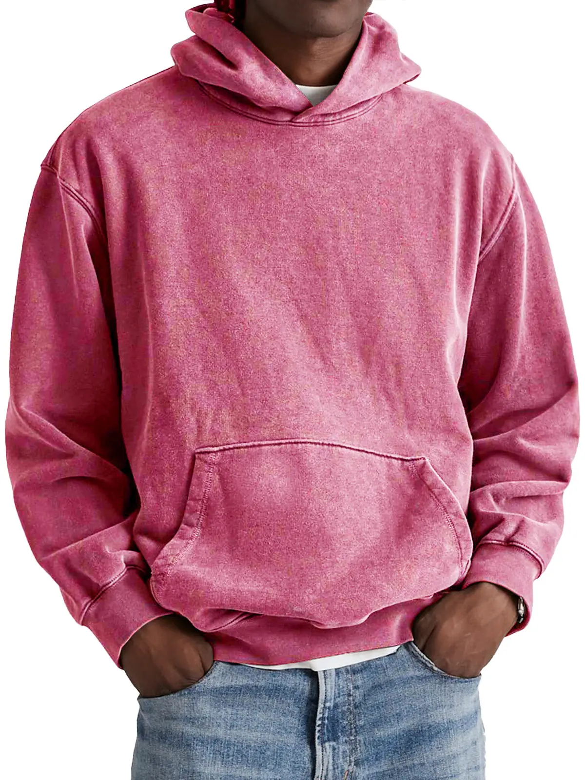 🔥Today 70% off🔥 Men's Retro 100% Cotton Hooded Distressed Washed Solid Color Sweatshirt