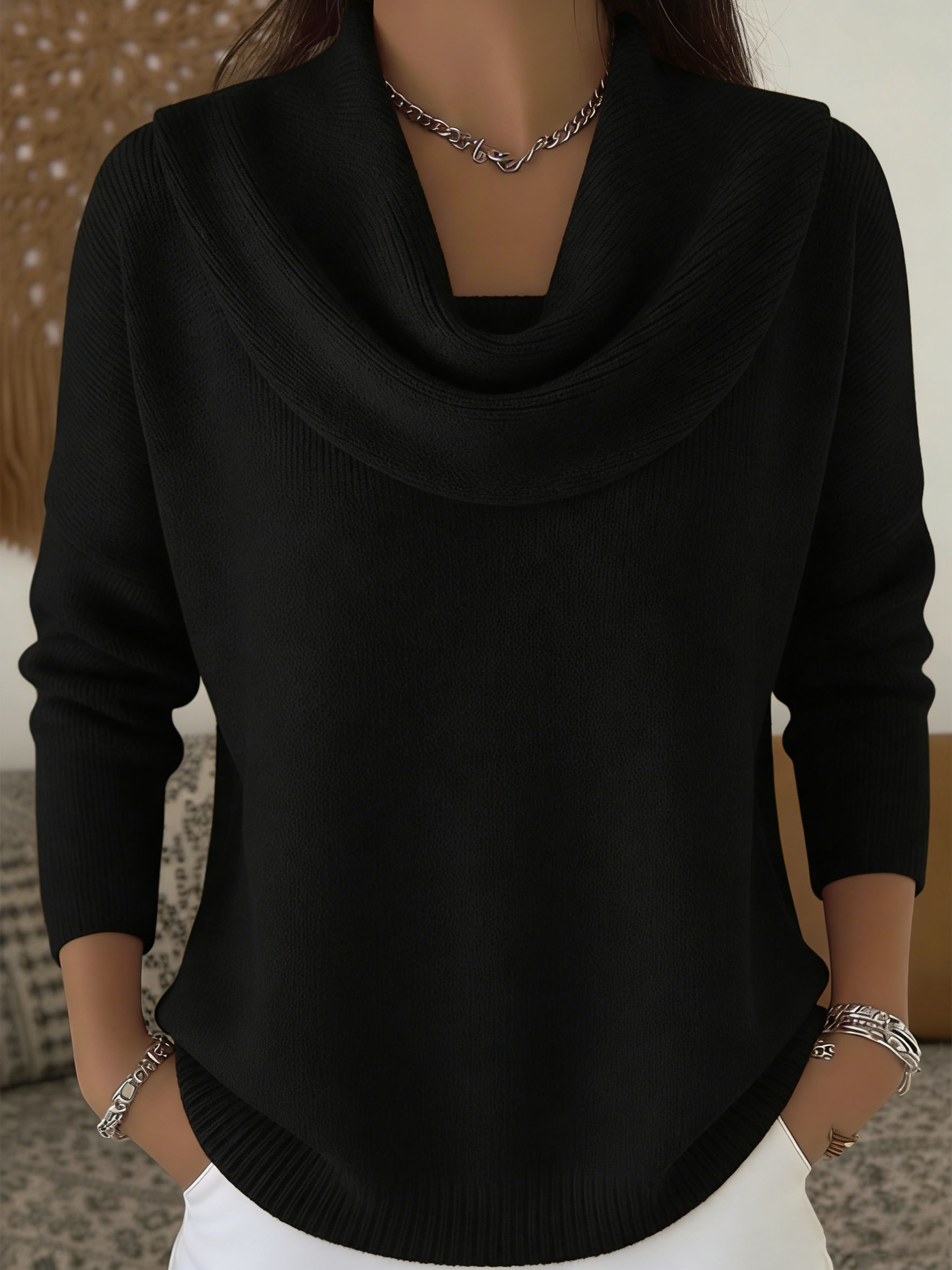 🔥Today 70% off🔥 Women's Soft and Elegant Solid Color Ruffled Collar Sweater Top