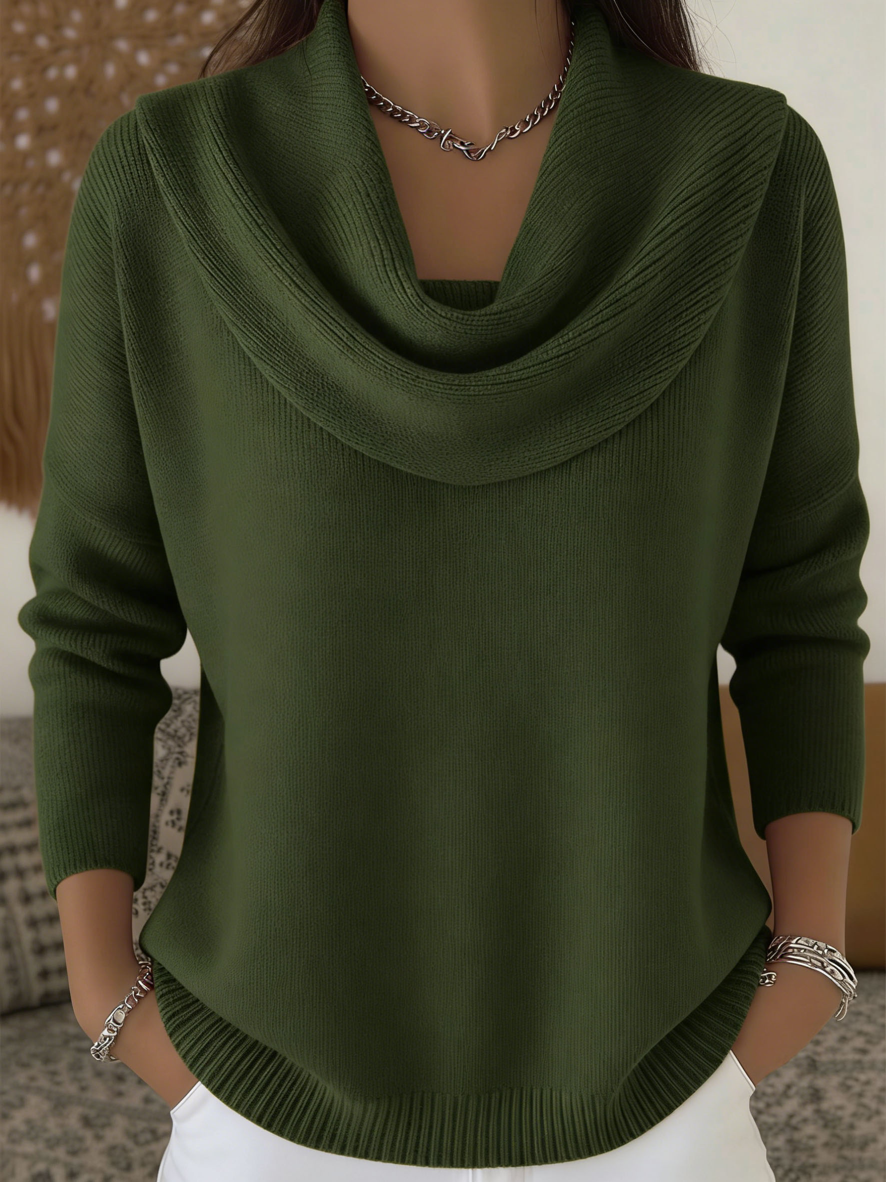 🔥Today 70% off🔥 Women's Soft and Elegant Solid Color Ruffled Collar Sweater Top