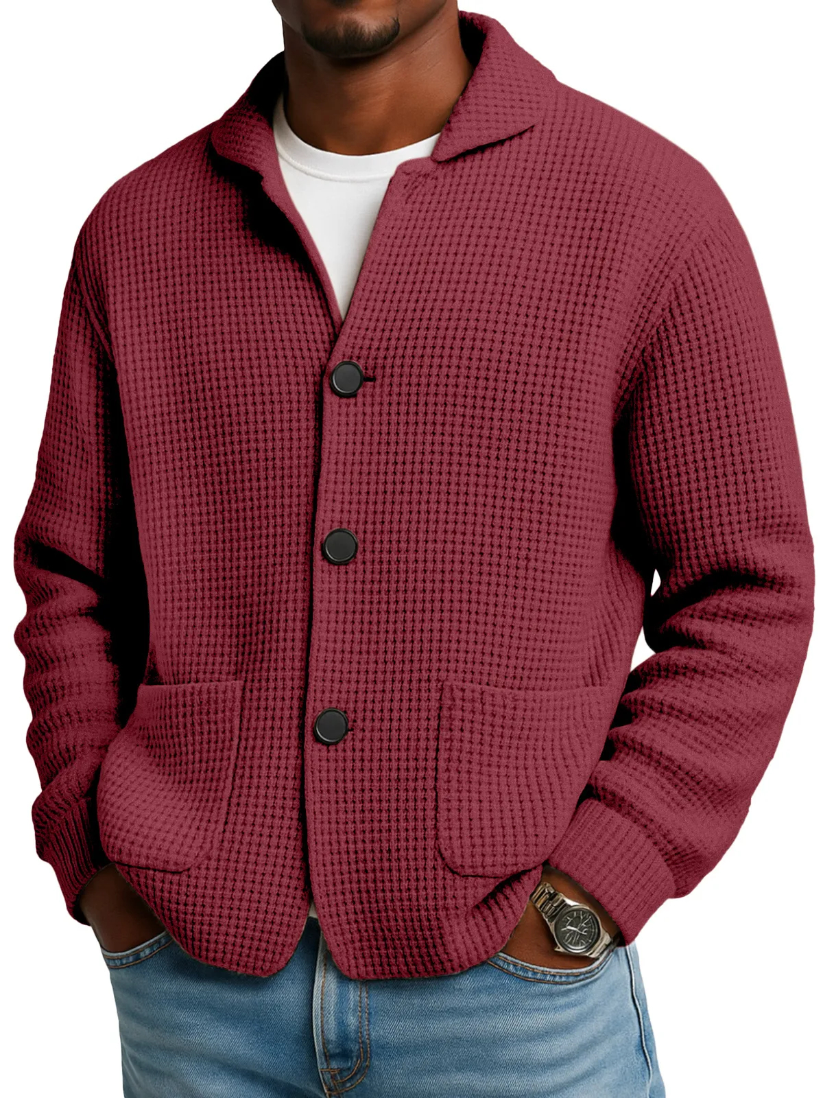 Autumn And Winter Solid Color Stand Collar Knitted Sweater Jacket