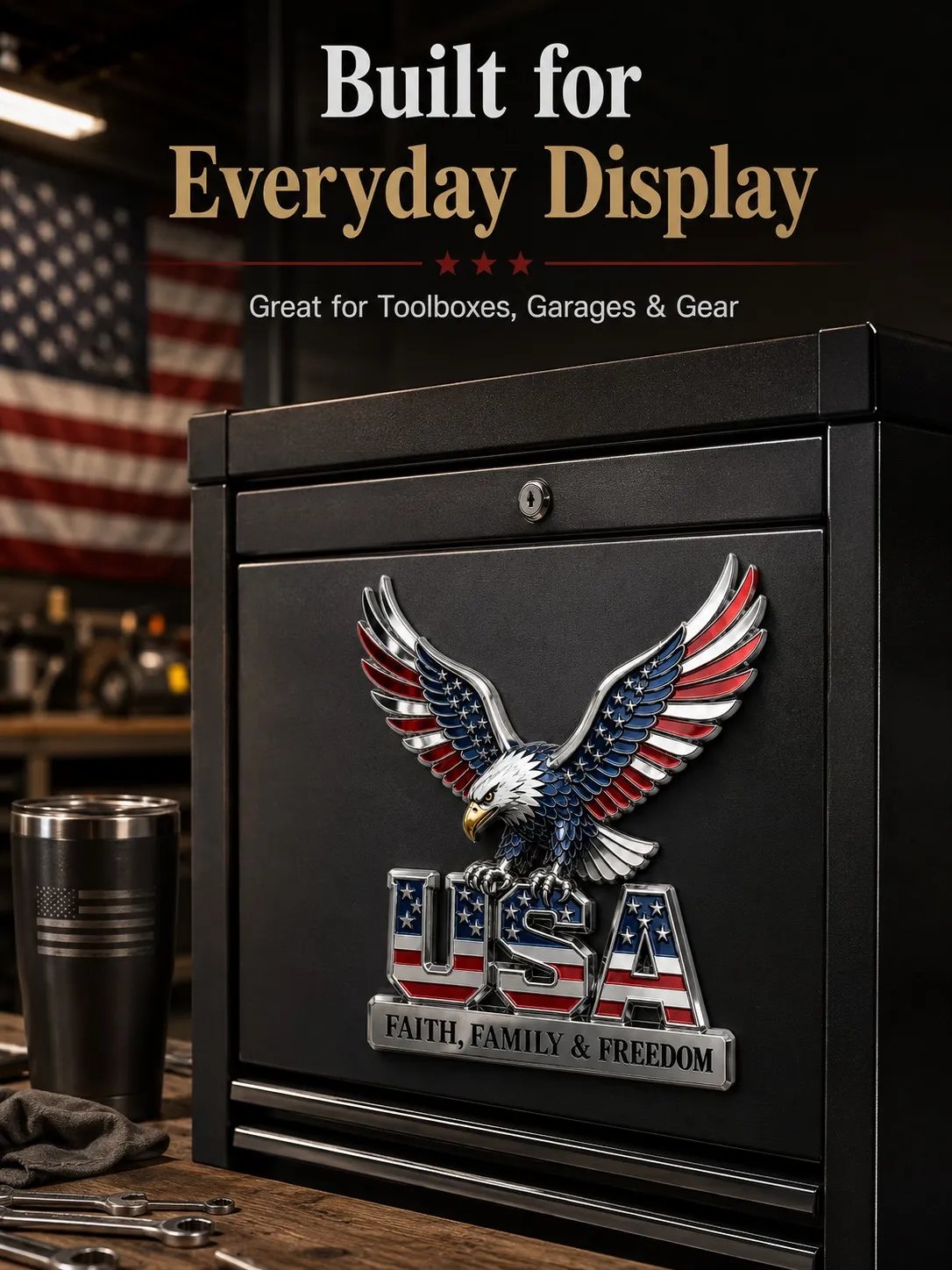 250th Anniversary 50% OFF - ★USA Faith, Family & Freedom★ Metal Emblem