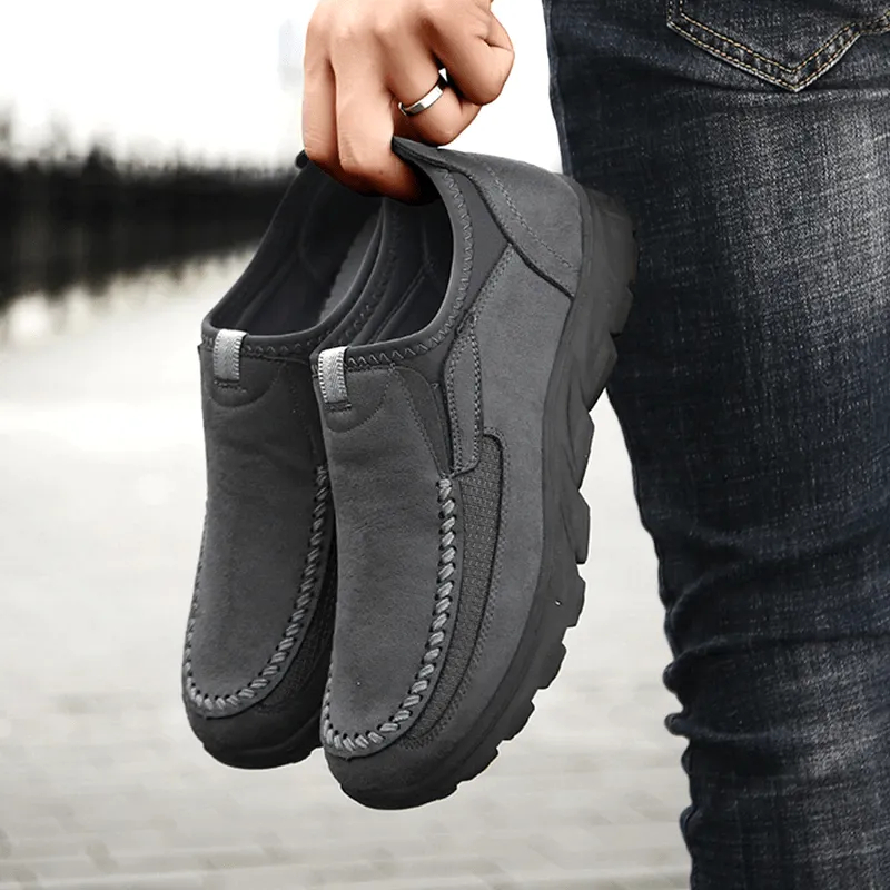 Mens Waterproof Soft Sole Sneakers Slip On Leather Loafers