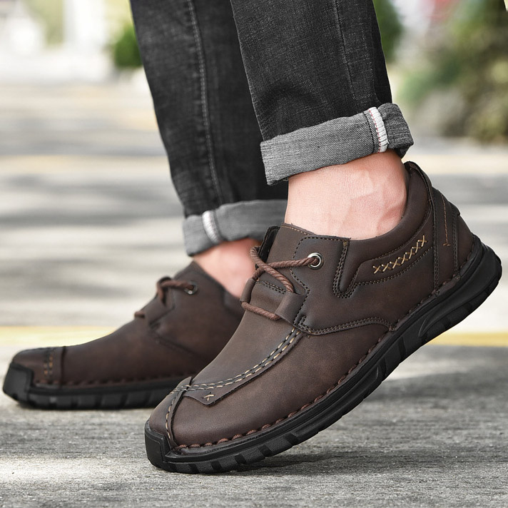 ⏰ 50% off - Men's Orthopedic Casual Shoes, Handmade Genuine Leather Men's Casual Wide-Foot Loafers, Soft-Soled Outdoor Non-Slip Shoes