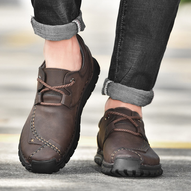 ⏰ 50% off - Men's Orthopedic Casual Shoes, Handmade Genuine Leather Men's Casual Wide-Foot Loafers, Soft-Soled Outdoor Non-Slip Shoes