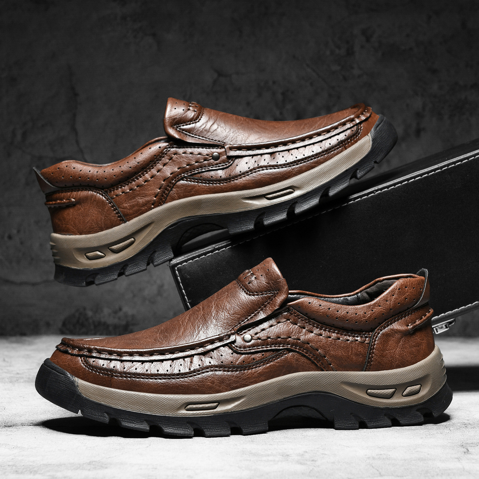 ⏰ 50% off - Genuine Leather Men's Outdoor Shoes, Casual Leather Shoes, Non-slip Hiking Shoes
