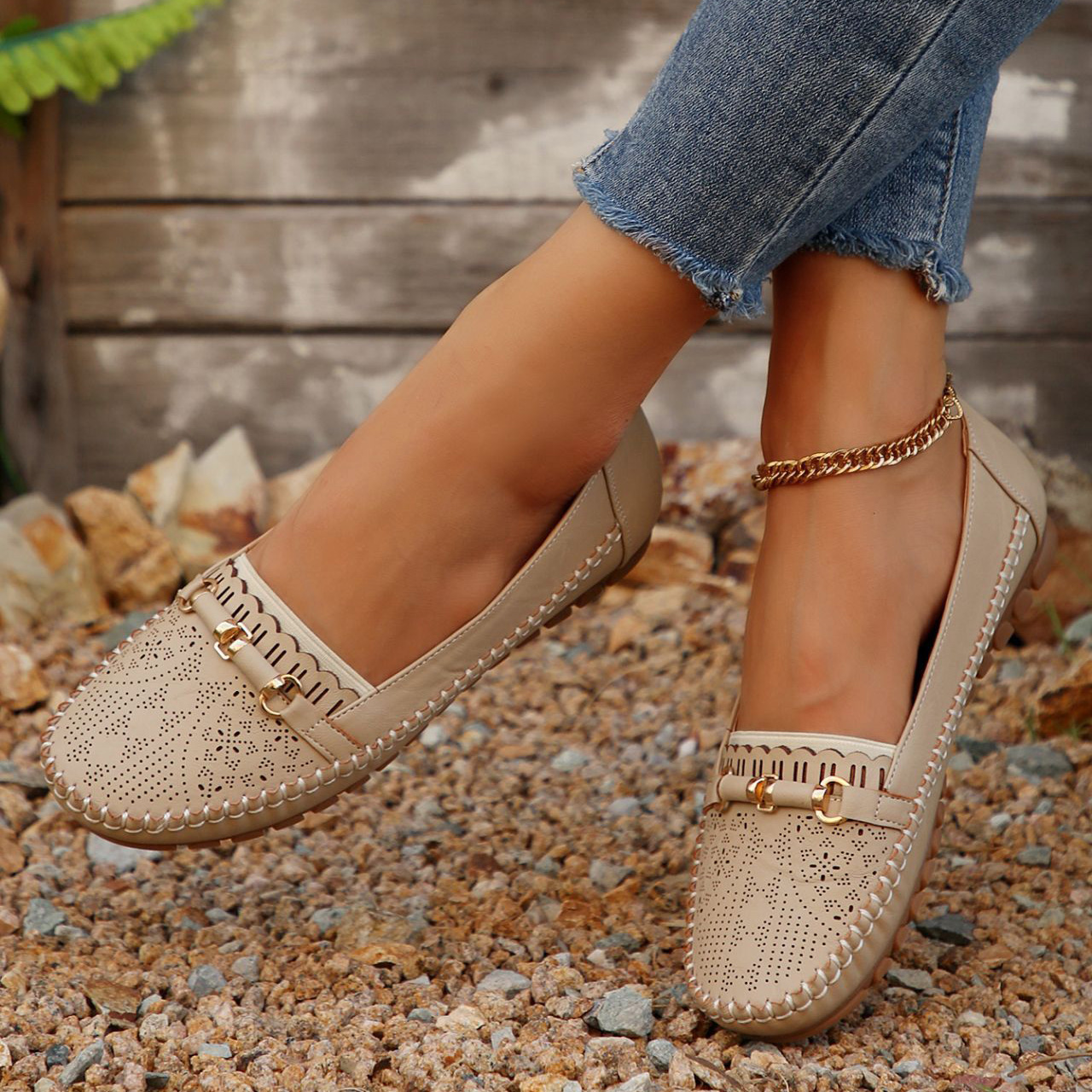 Women's non-slip leather casual shoes