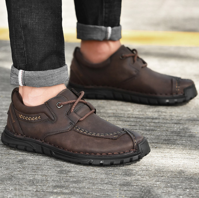⏰ 50% off - Men's Orthopedic Casual Shoes, Handmade Genuine Leather Men's Casual Wide-Foot Loafers, Soft-Soled Outdoor Non-Slip Shoes