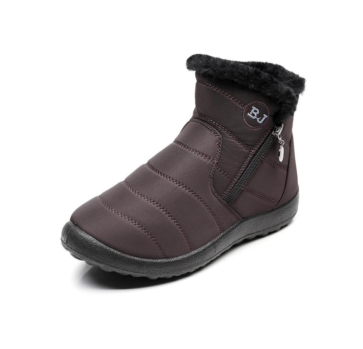 Winter warm mid-calf snow boots with side zipper, widened and waterproof.