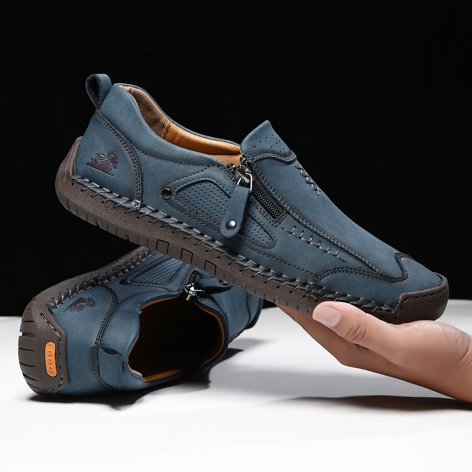 ⏰ 50% OFF - Men's Genuine Leather Non-Slip Orthopedic Shoes, Handmade Stitched Men's Outdoor Casual Shoes