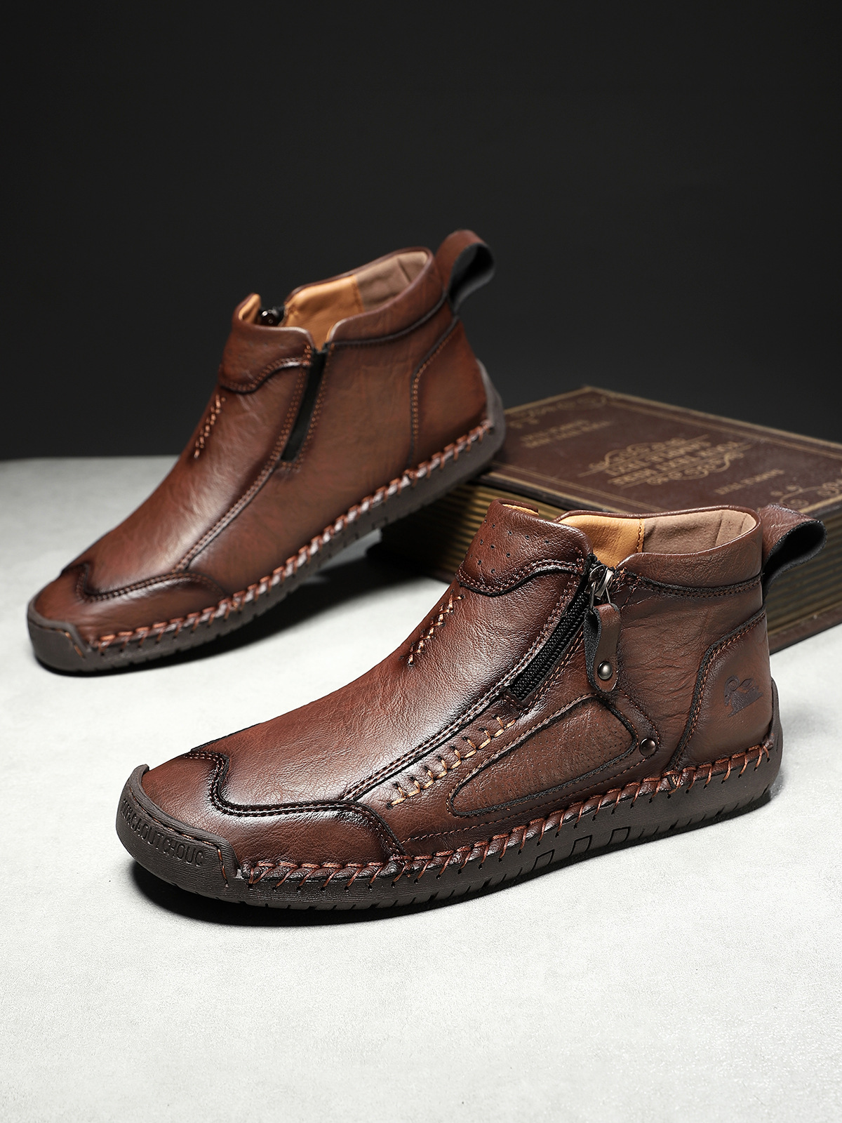 🔥⏰ Limited-time offer! Men's arch support, breathable, hand-stitched leather shoes