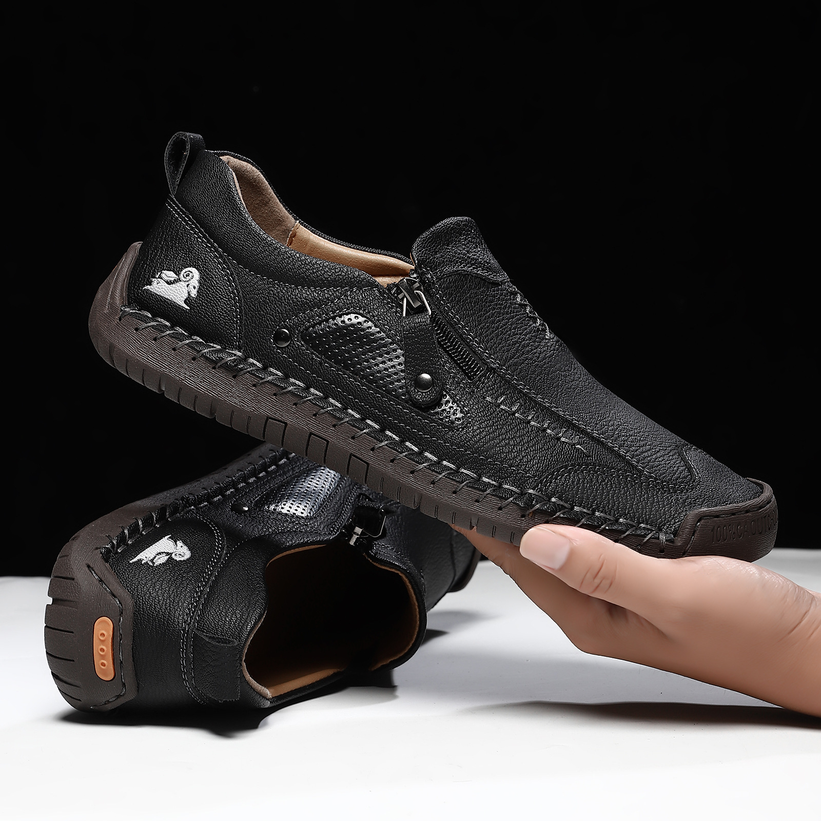 ⏰ 50% OFF - Men's Genuine Leather Non-Slip Orthopedic Shoes, Handmade Stitched Men's Outdoor Casual Shoes