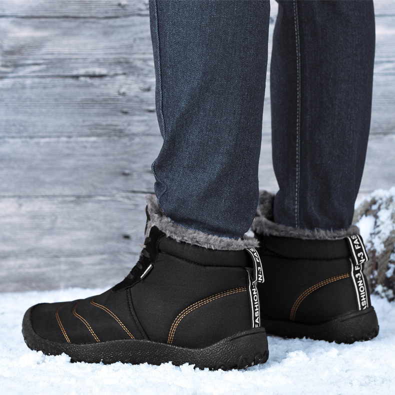Men's winter snow boots with fleece lining, extra thick, warm and lightweight sole