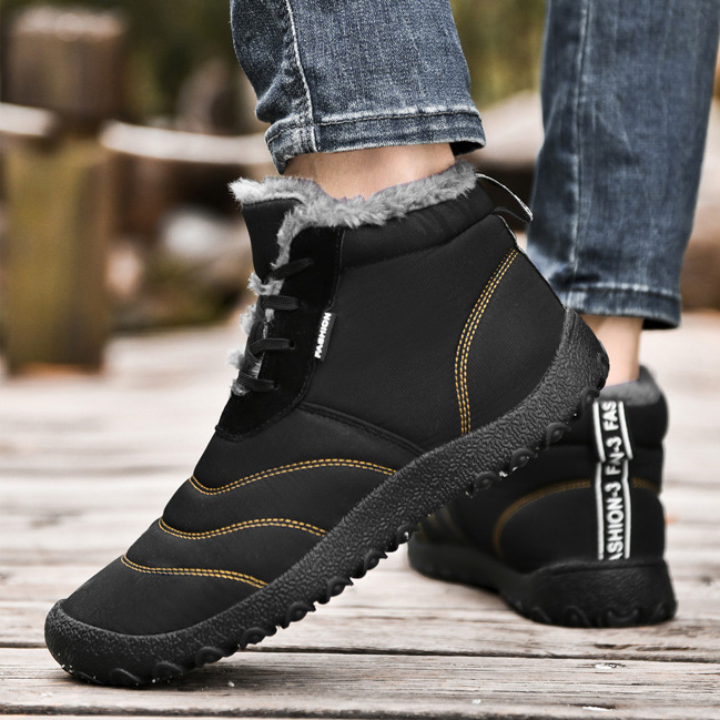 Men's winter snow boots with fleece lining, extra thick, warm and lightweight sole
