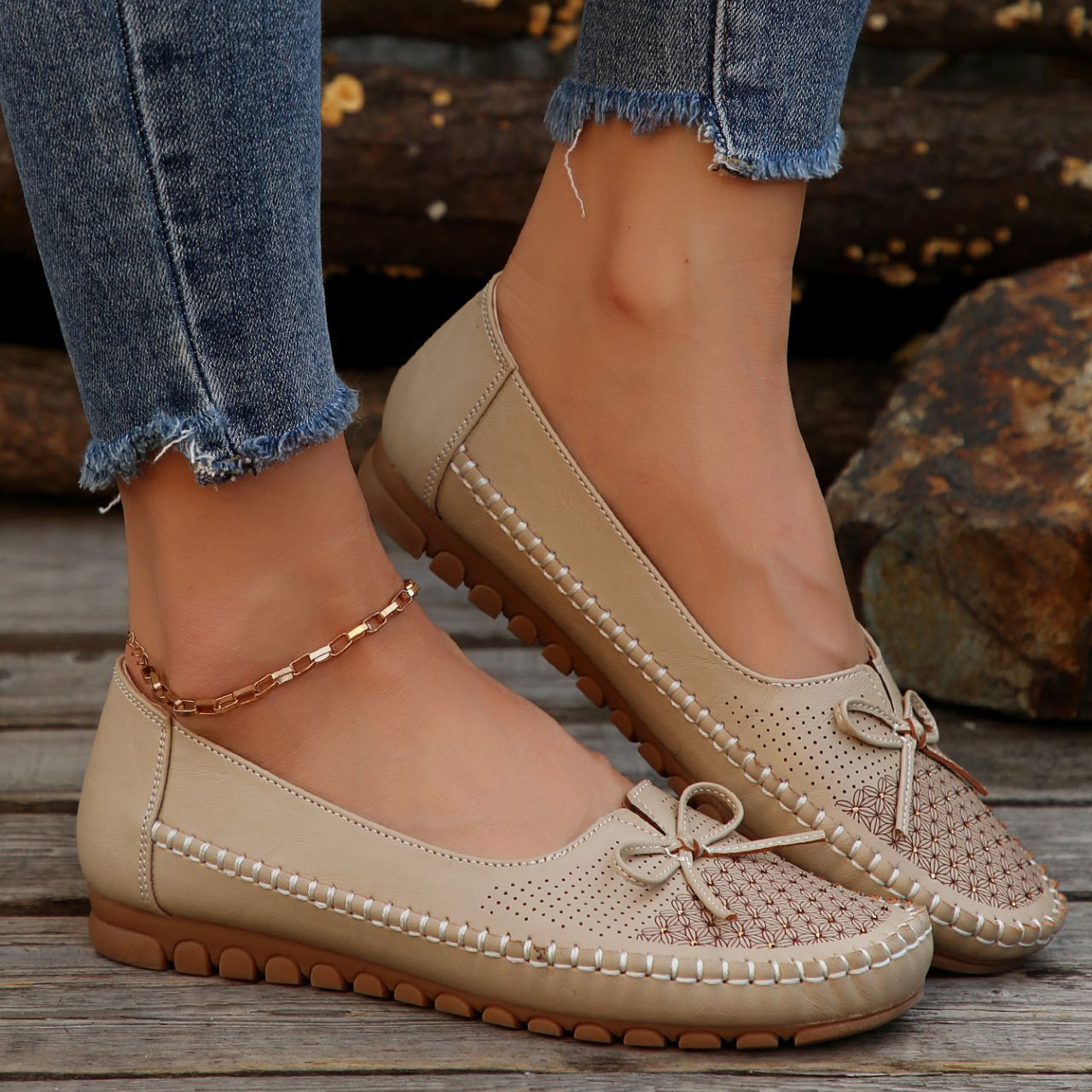 Women's non-slip leather casual shoes