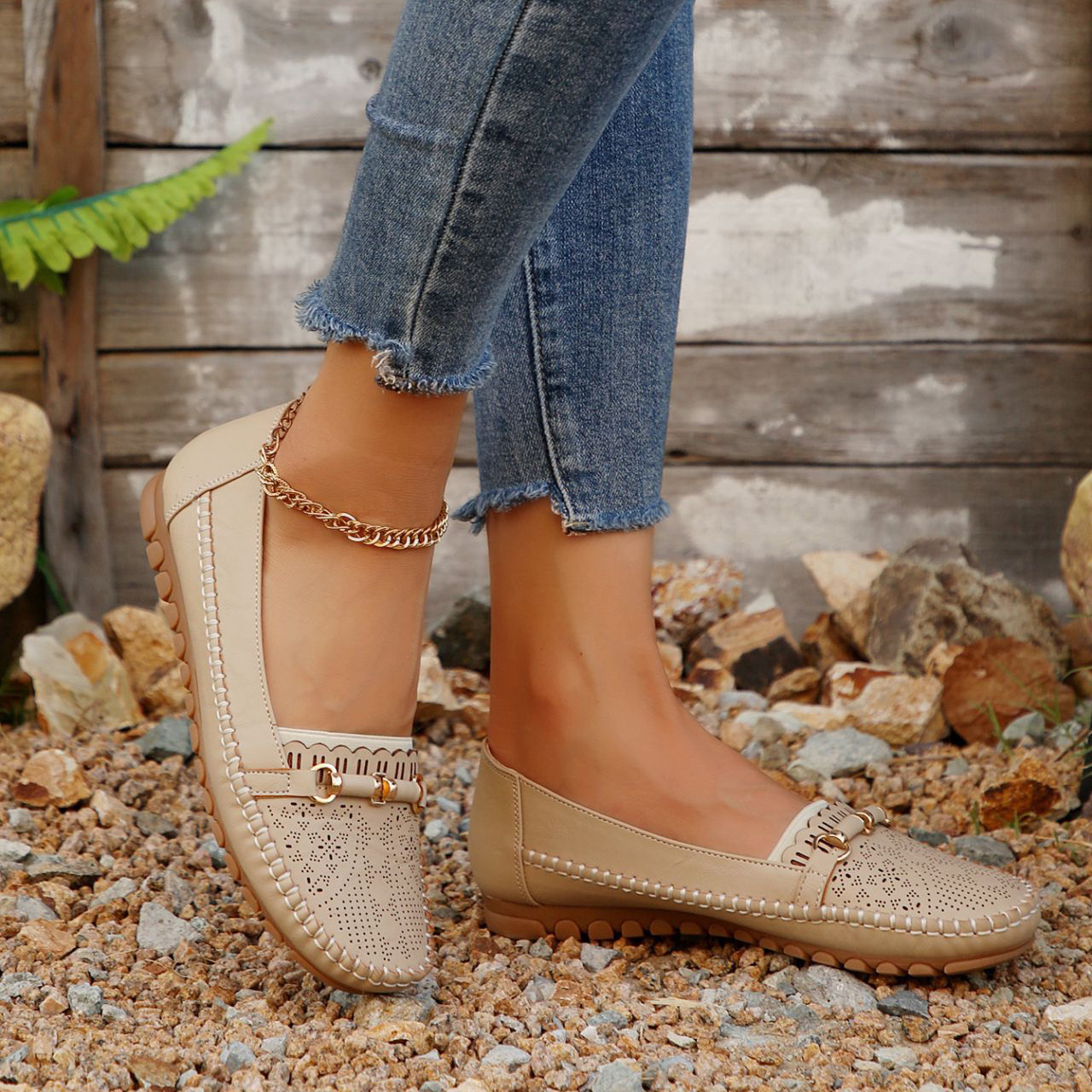 Women's non-slip leather casual shoes