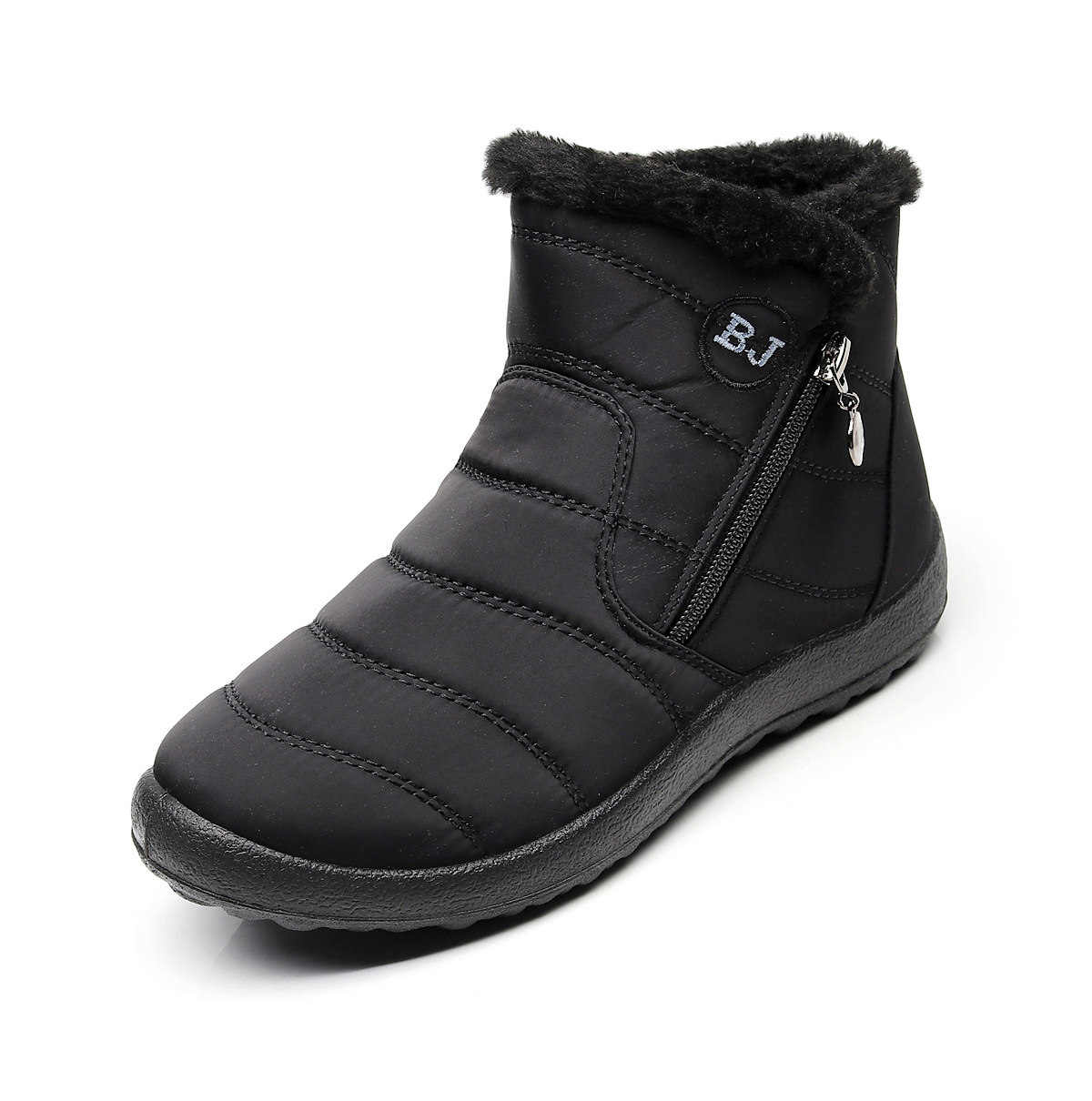 Winter warm mid-calf snow boots with side zipper, widened and waterproof.
