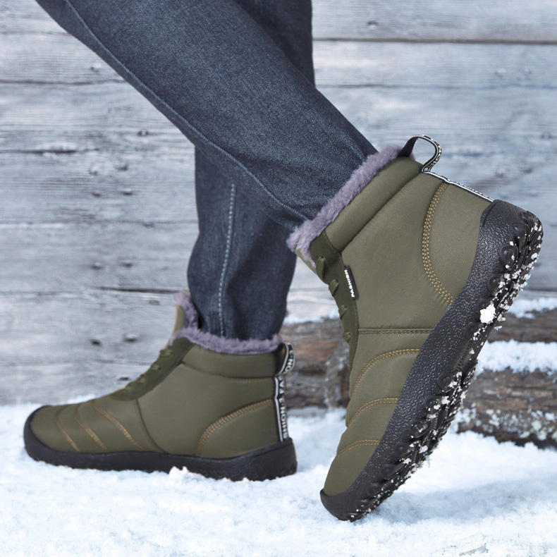 Men's winter snow boots with fleece lining, extra thick, warm and lightweight sole