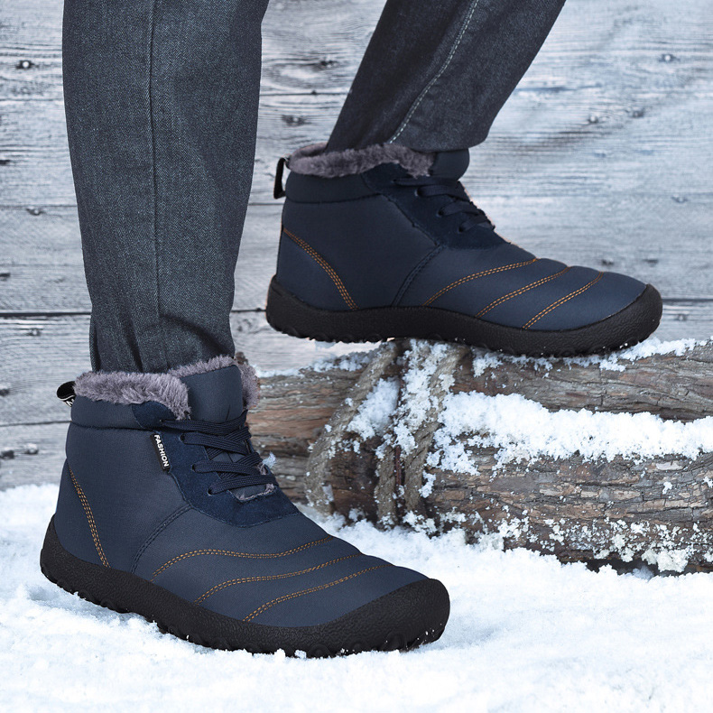 Men's winter snow boots with fleece lining, extra thick, warm and lightweight sole