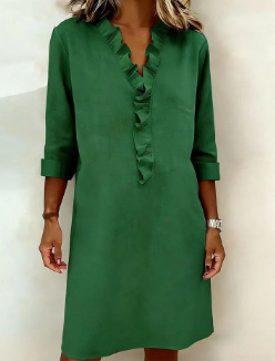 Dorelle Linen-Blend Ruffle Shift Dress