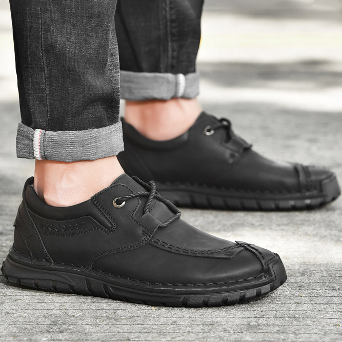 ⏰ 50% off - Men's Orthopedic Casual Shoes, Handmade Genuine Leather Men's Casual Wide-Foot Loafers, Soft-Soled Outdoor Non-Slip Shoes