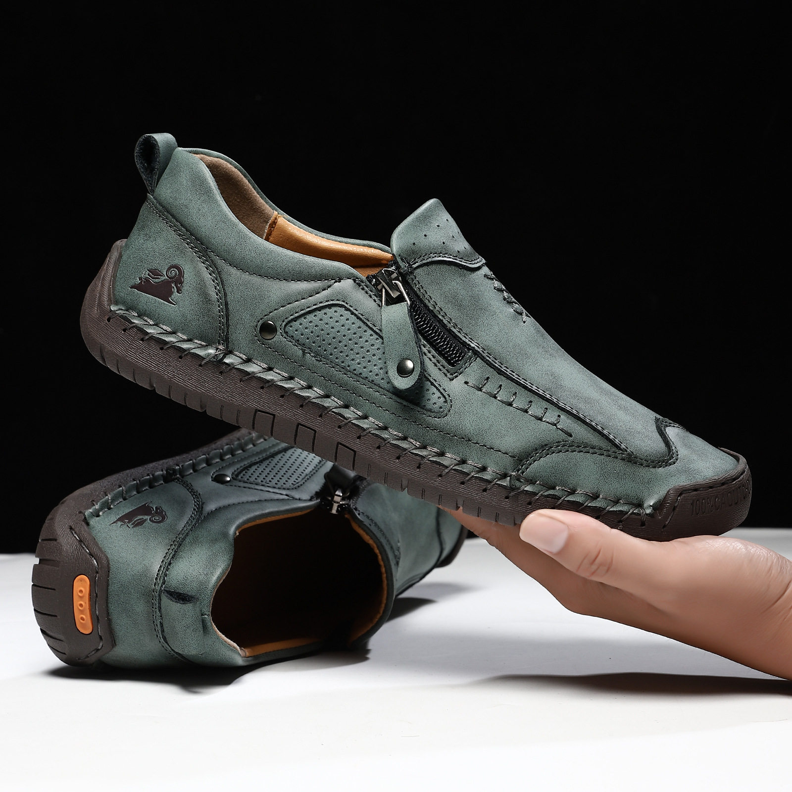 ⏰ 50% OFF - Men's Genuine Leather Non-Slip Orthopedic Shoes, Handmade Stitched Men's Outdoor Casual Shoes