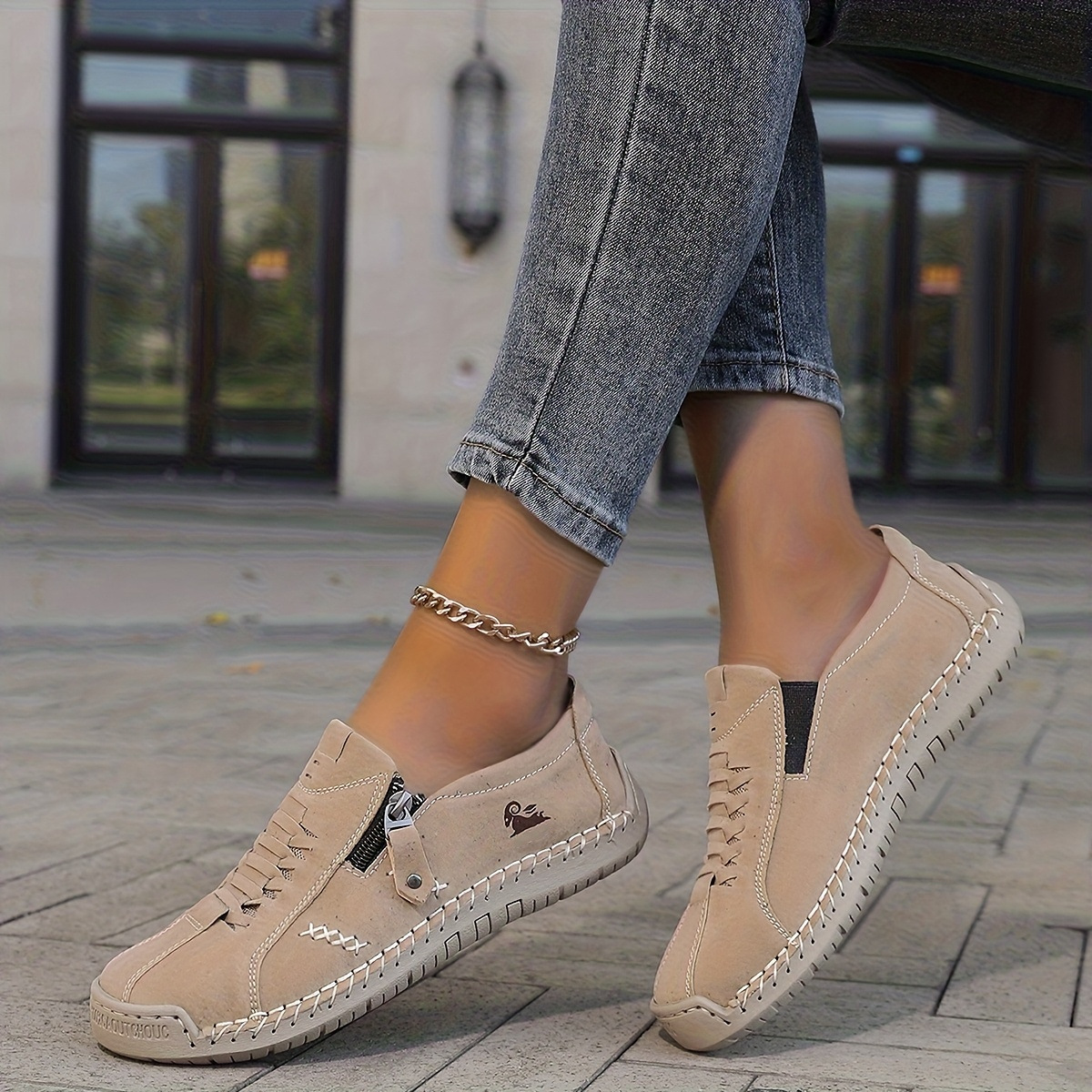 ⏰Limited Time 60% OFF - Women's Premium Cowhide Slip-On Driving Shoes with Side Zipper